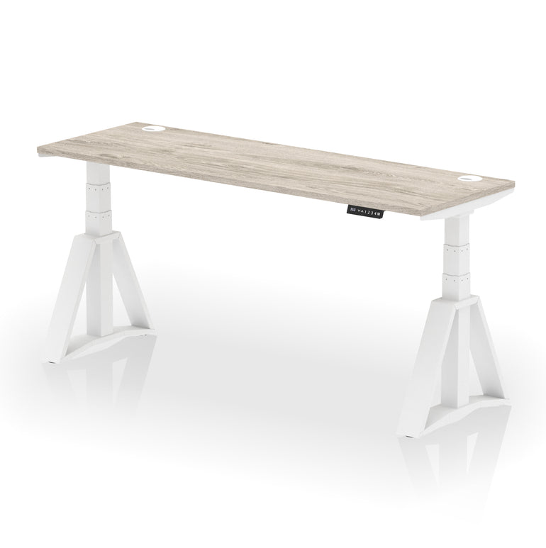 Height Adjustable Slimline Desk with Cable Ports, 1200-1800mm Wide, Multiple Desktop & Frame Colours, Steel Frame, 10-Year Warranty, Self-Assembly