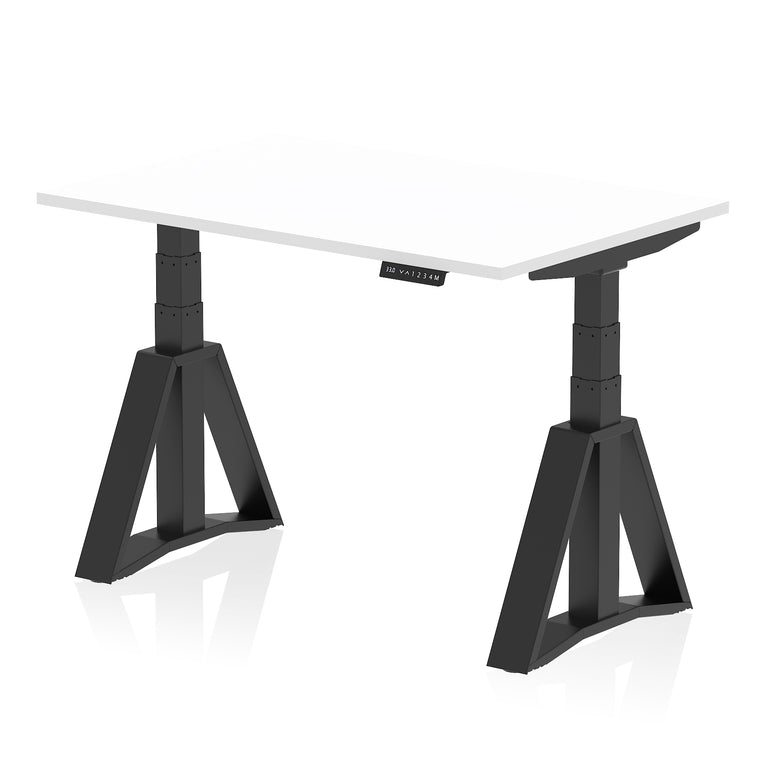 Air Height Adjustable Desk, 1200–1800mm, Multiple Desktop & Leg Colours, MFC & Steel, Self-Assembly, 10yr Warranty, No Cable Ports, Piste Foot – Office Workstation