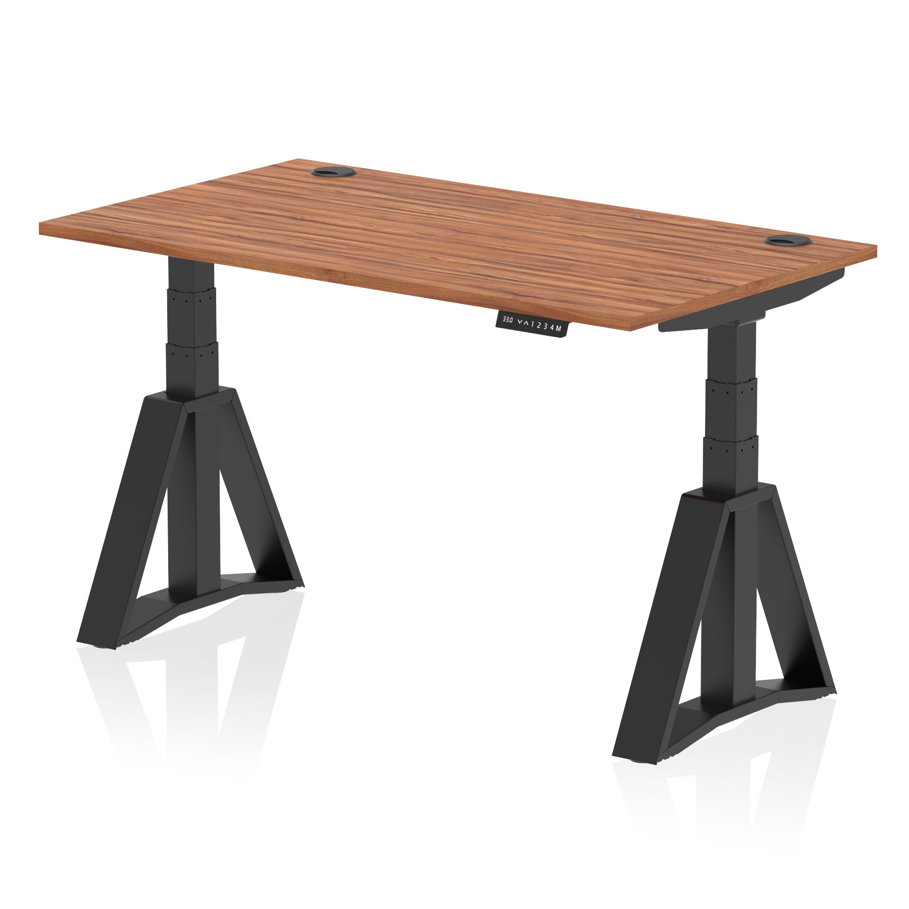 Air Height Adjustable Desk with Cable Ports, 1200–1800mm, Multiple Desktop & Frame Colours, MFC & Steel, Self Assembly, 10 Year Warranty – Modern Office Standing Desk