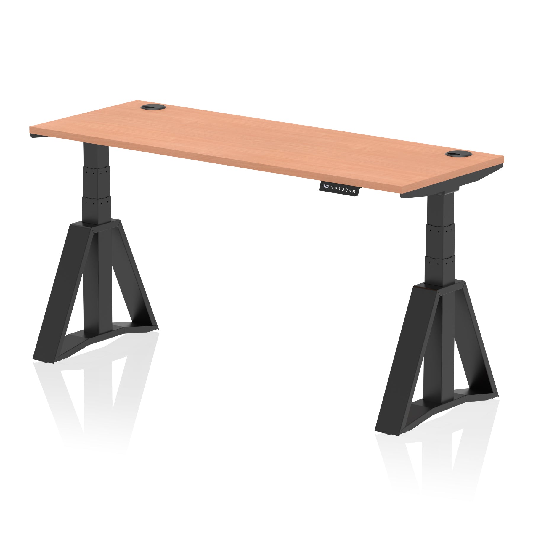 Height Adjustable Slimline Desk with Cable Ports, 1200-1800mm Wide, Multiple Desktop & Frame Colours, Steel Frame, 10-Year Warranty, Self-Assembly