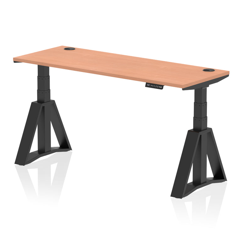 Height Adjustable Slimline Desk with Cable Ports, 1200-1800mm Wide, Multiple Desktop & Frame Colours, Steel Frame, 10-Year Warranty, Self-Assembly