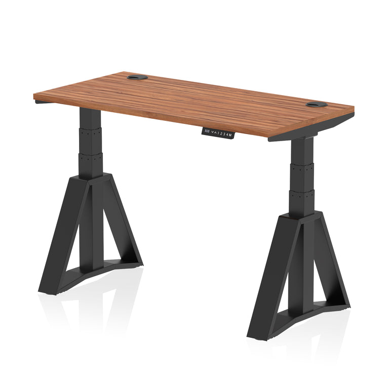 Height Adjustable Slimline Desk with Cable Ports, 1200-1800mm Wide, Multiple Desktop & Frame Colours, Steel Frame, 10-Year Warranty, Self-Assembly