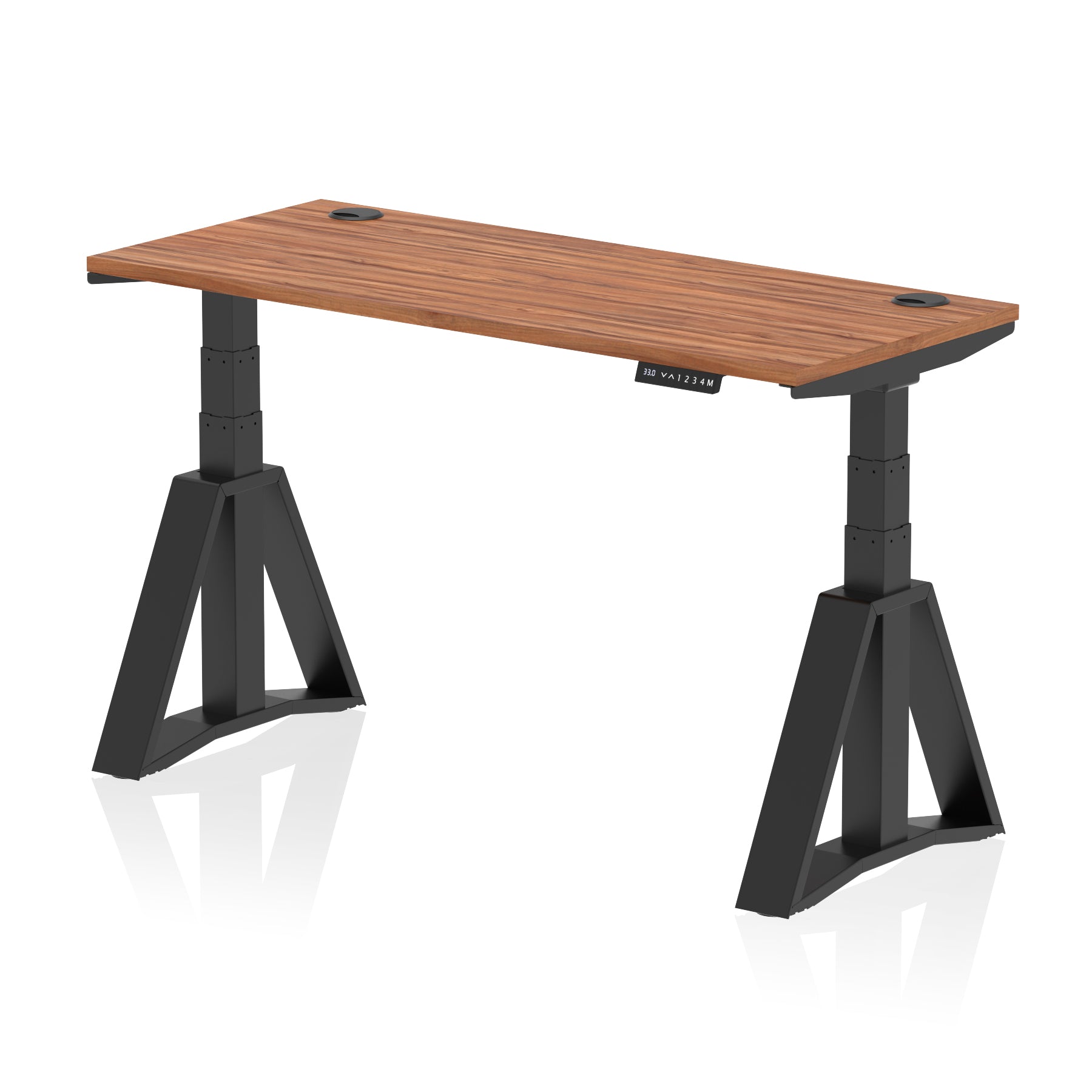 Height Adjustable Slimline Desk with Cable Ports, 1200-1800mm Wide, Multiple Desktop & Frame Colours, Steel Frame, 10-Year Warranty, Self-Assembly