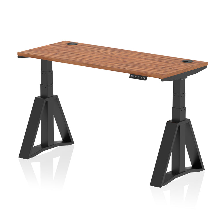 Height Adjustable Slimline Desk with Cable Ports, 1200-1800mm Wide, Multiple Desktop & Frame Colours, Steel Frame, 10-Year Warranty, Self-Assembly
