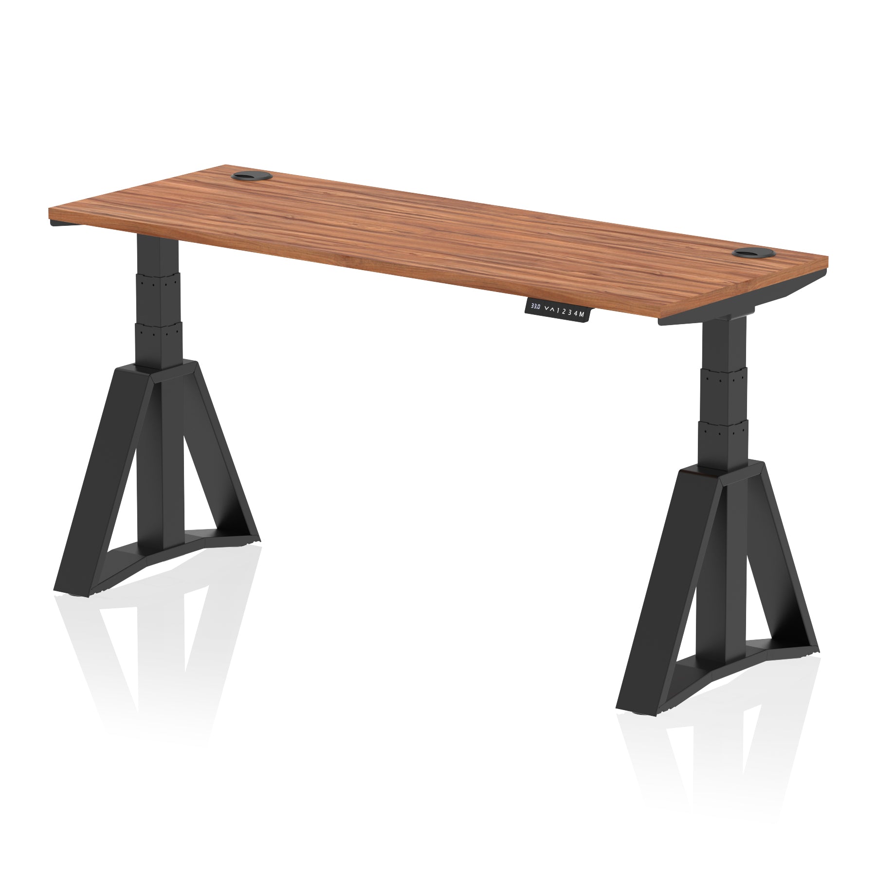 Height Adjustable Slimline Desk with Cable Ports, 1200-1800mm Wide, Multiple Desktop & Frame Colours, Steel Frame, 10-Year Warranty, Self-Assembly
