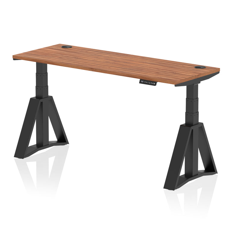 Height Adjustable Slimline Desk with Cable Ports, 1200-1800mm Wide, Multiple Desktop & Frame Colours, Steel Frame, 10-Year Warranty, Self-Assembly
