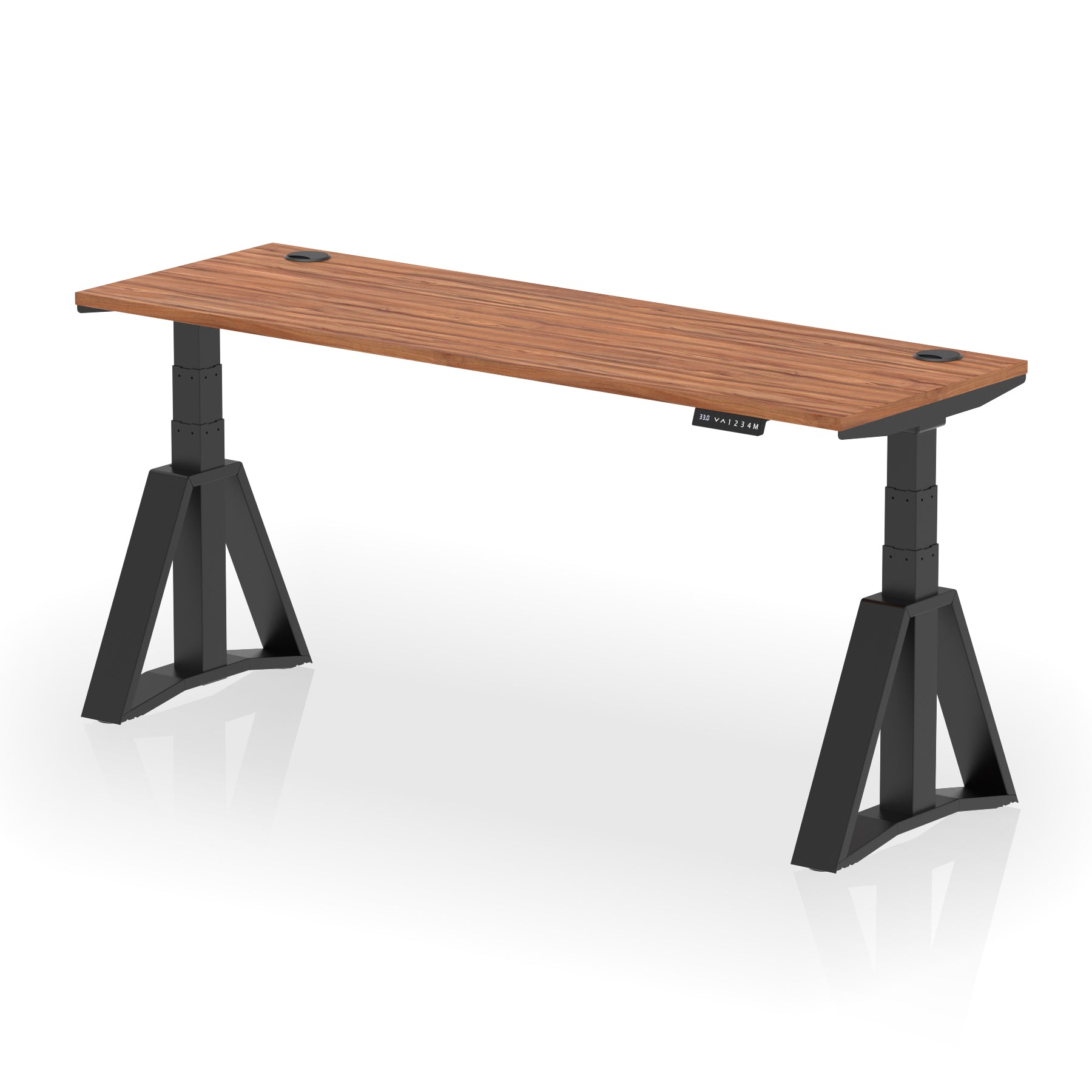 Height Adjustable Slimline Desk with Cable Ports, 1200-1800mm Wide, Multiple Desktop & Frame Colours, Steel Frame, 10-Year Warranty, Self-Assembly