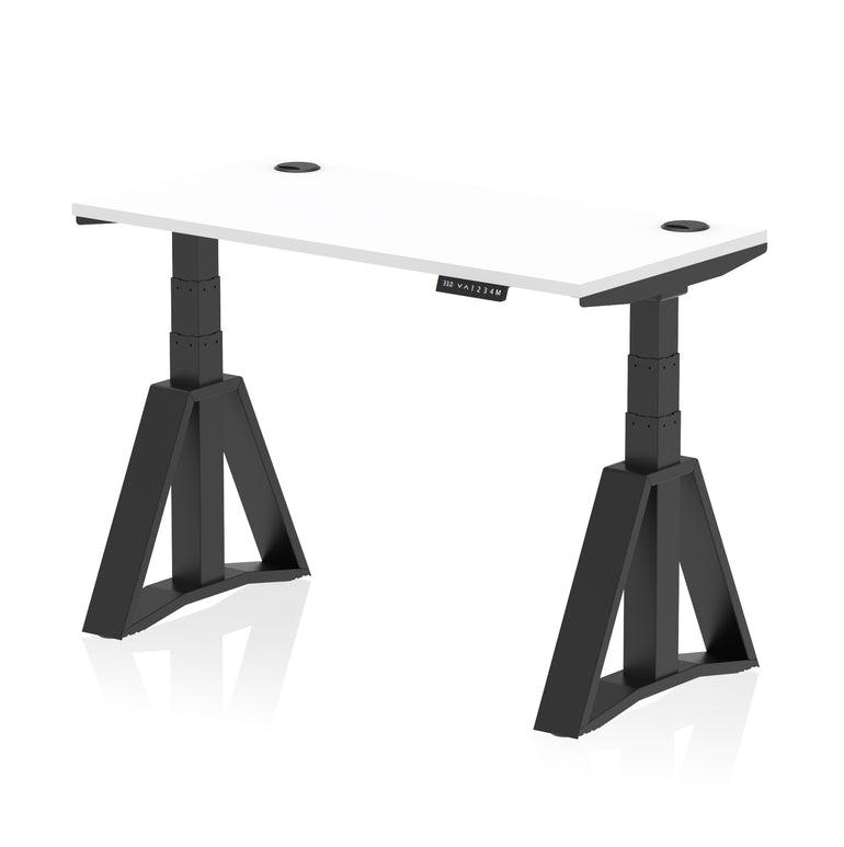 Height Adjustable Slimline Desk with Cable Ports, 1200-1800mm Wide, Multiple Desktop & Frame Colours, Steel Frame, 10-Year Warranty, Self-Assembly