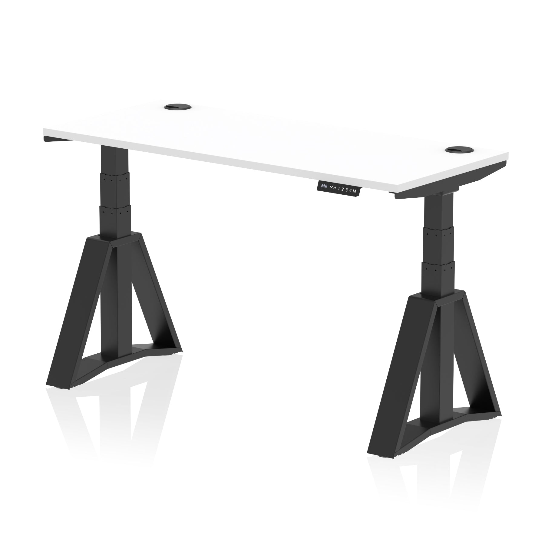 Height Adjustable Slimline Desk with Cable Ports, 1200-1800mm Wide, Multiple Desktop & Frame Colours, Steel Frame, 10-Year Warranty, Self-Assembly