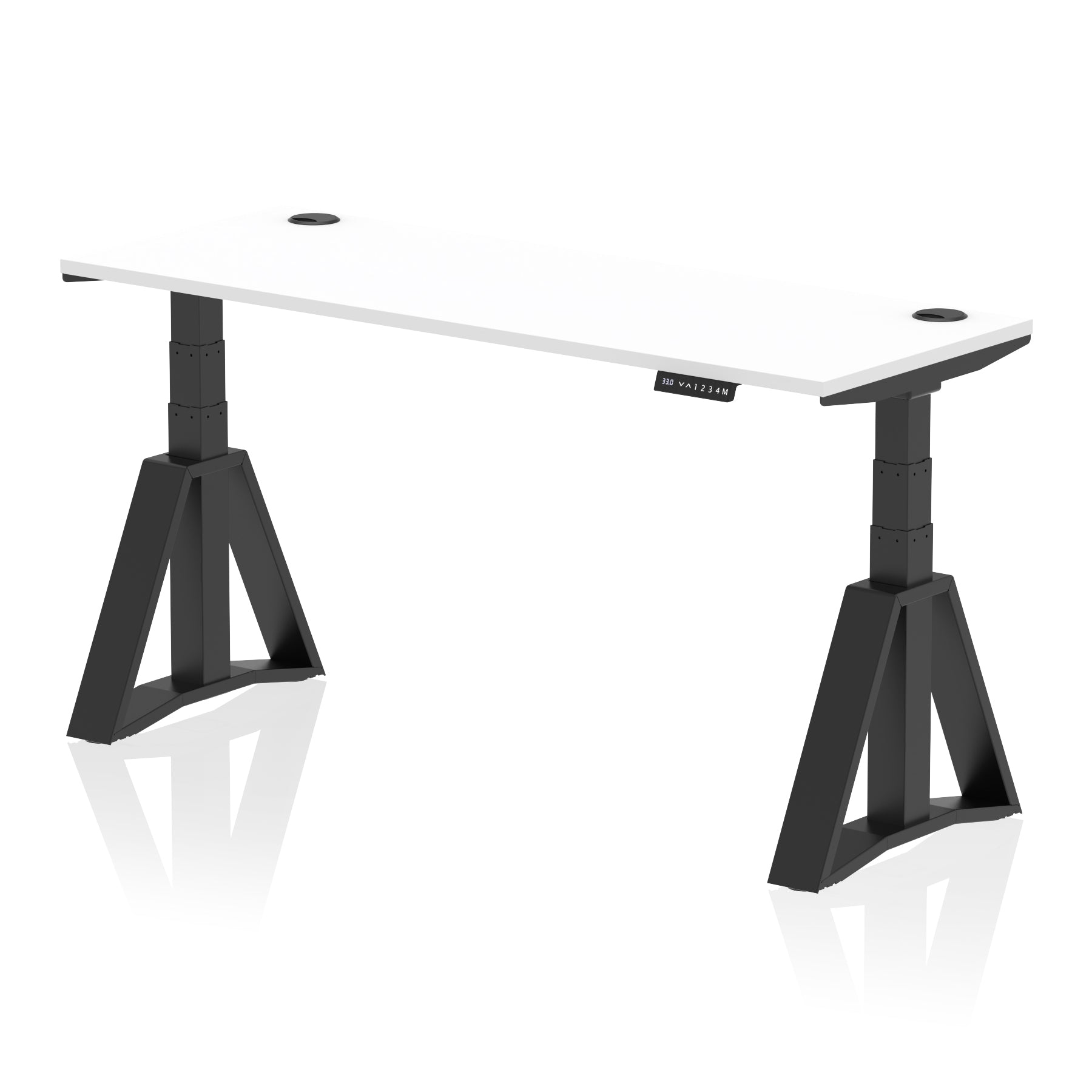 Height Adjustable Slimline Desk with Cable Ports, 1200-1800mm Wide, Multiple Desktop & Frame Colours, Steel Frame, 10-Year Warranty, Self-Assembly