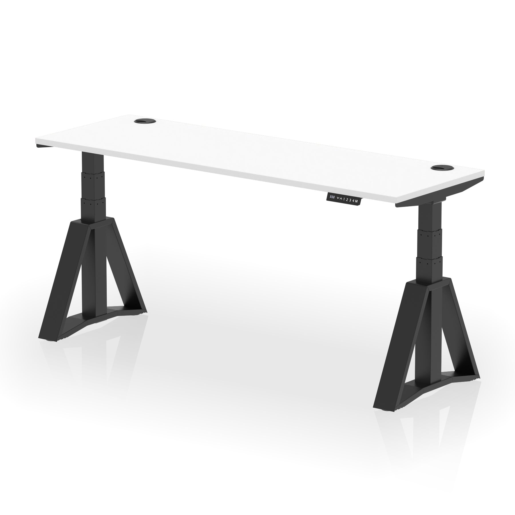 Height Adjustable Slimline Desk with Cable Ports, 1200-1800mm Wide, Multiple Desktop & Frame Colours, Steel Frame, 10-Year Warranty, Self-Assembly