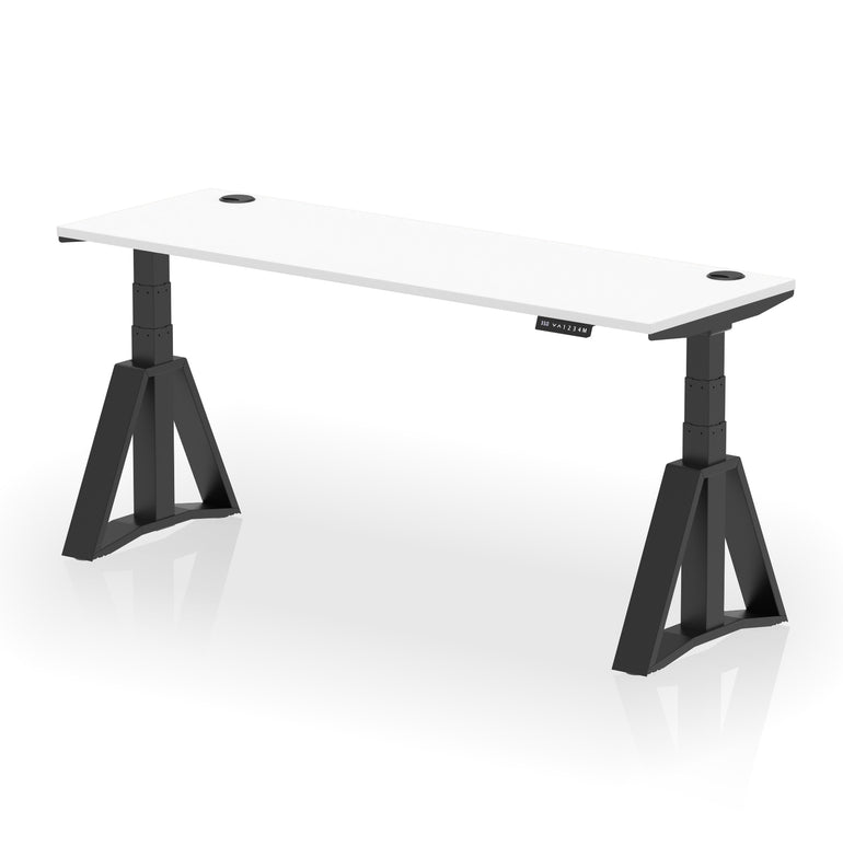 Height Adjustable Slimline Desk with Cable Ports, 1200-1800mm Wide, Multiple Desktop & Frame Colours, Steel Frame, 10-Year Warranty, Self-Assembly