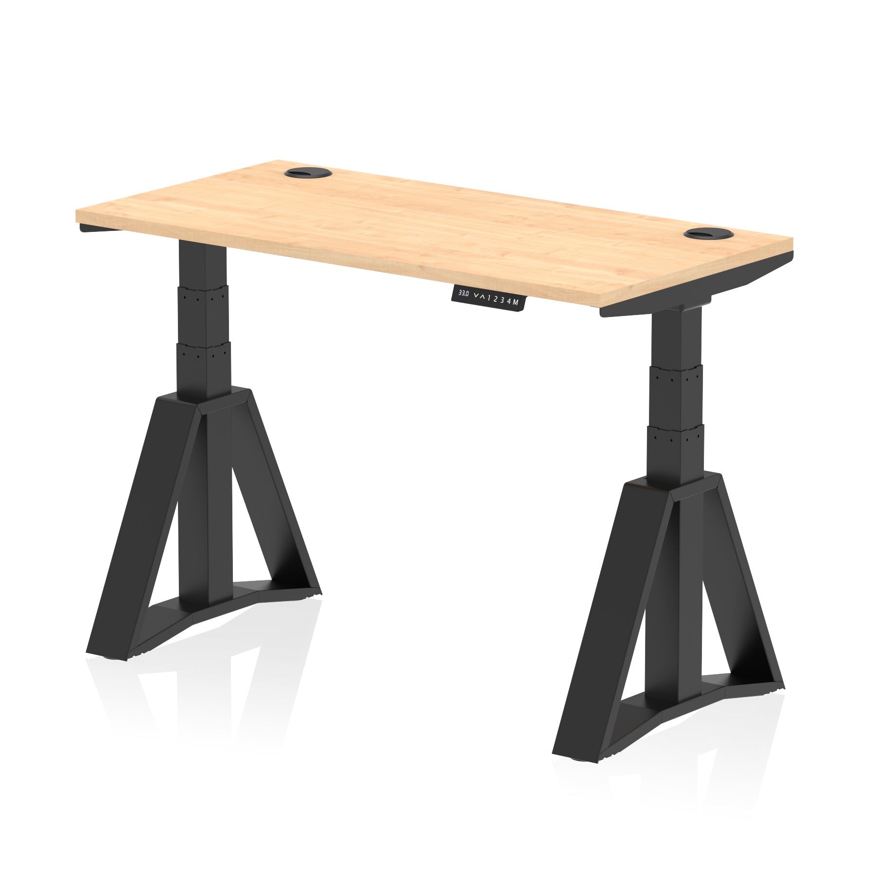 Height Adjustable Slimline Desk with Cable Ports, 1200-1800mm Wide, Multiple Desktop & Frame Colours, Steel Frame, 10-Year Warranty, Self-Assembly