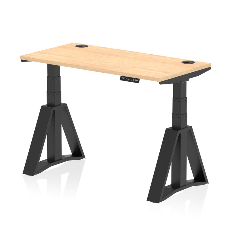 Height Adjustable Slimline Desk with Cable Ports, 1200-1800mm Wide, Multiple Desktop & Frame Colours, Steel Frame, 10-Year Warranty, Self-Assembly