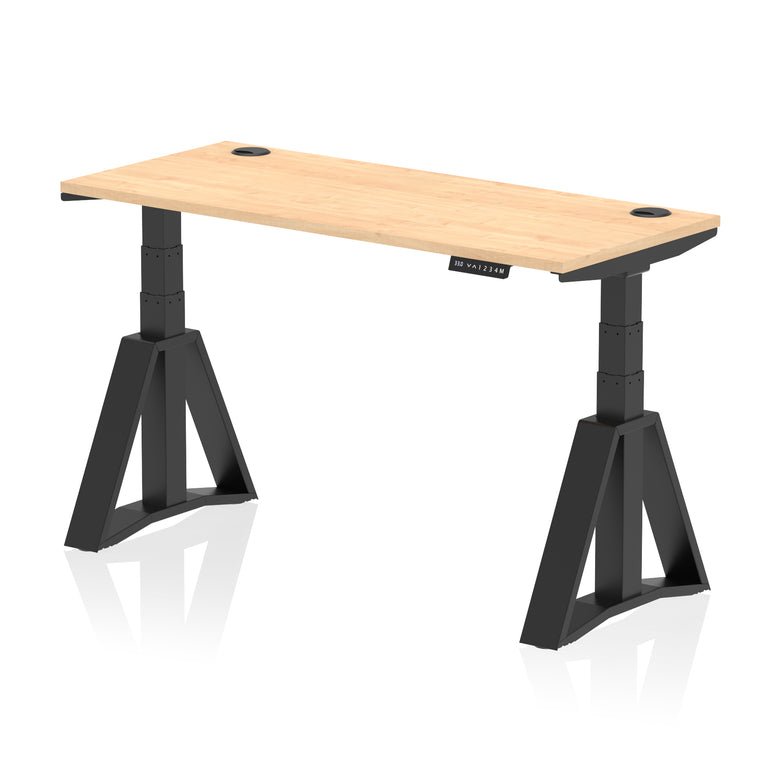 Height Adjustable Slimline Desk with Cable Ports, 1200-1800mm Wide, Multiple Desktop & Frame Colours, Steel Frame, 10-Year Warranty, Self-Assembly