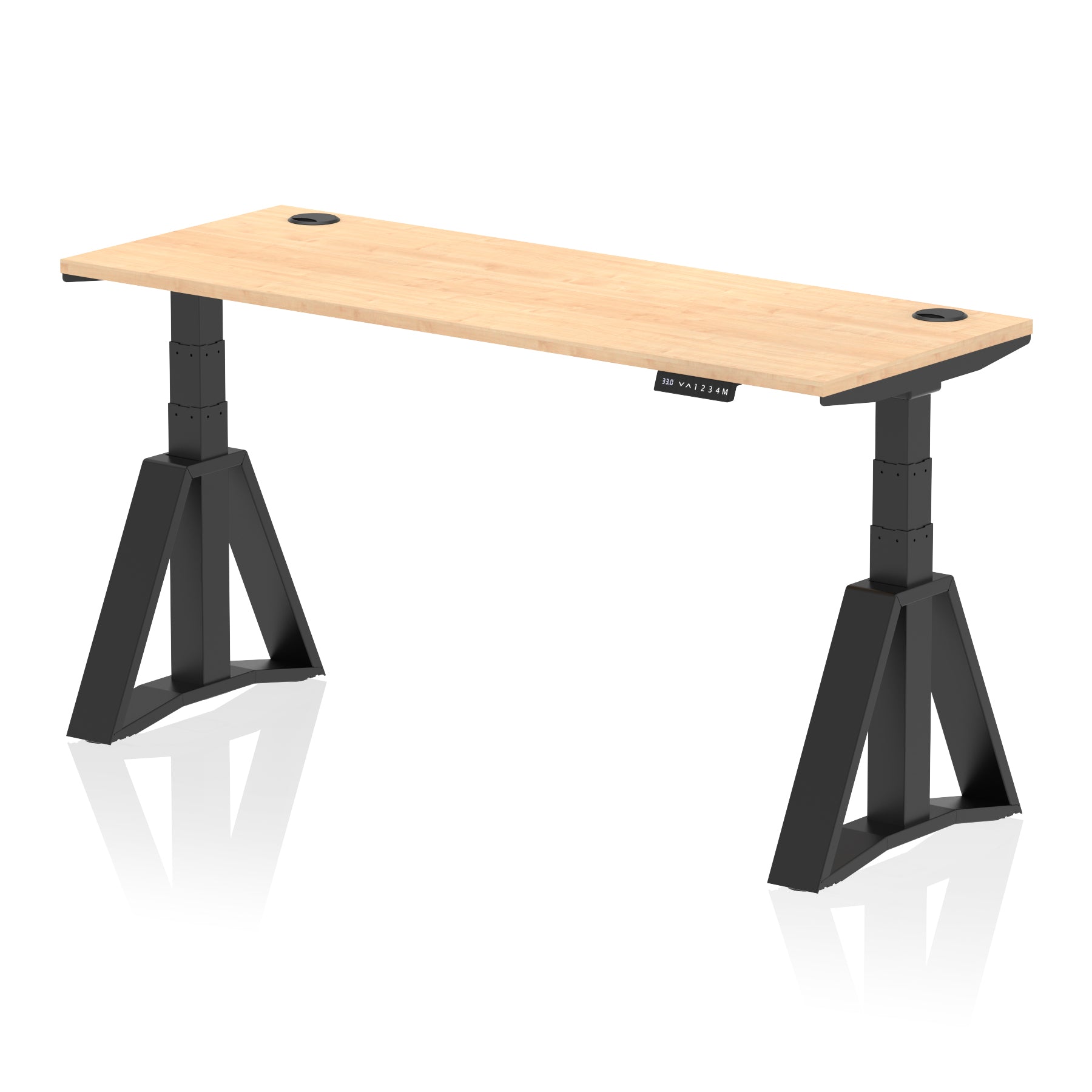 Height Adjustable Slimline Desk with Cable Ports, 1200-1800mm Wide, Multiple Desktop & Frame Colours, Steel Frame, 10-Year Warranty, Self-Assembly