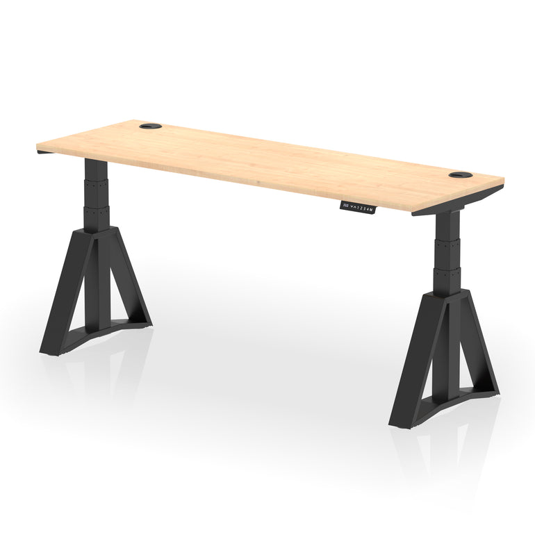 Height Adjustable Slimline Desk with Cable Ports, 1200-1800mm Wide, Multiple Desktop & Frame Colours, Steel Frame, 10-Year Warranty, Self-Assembly