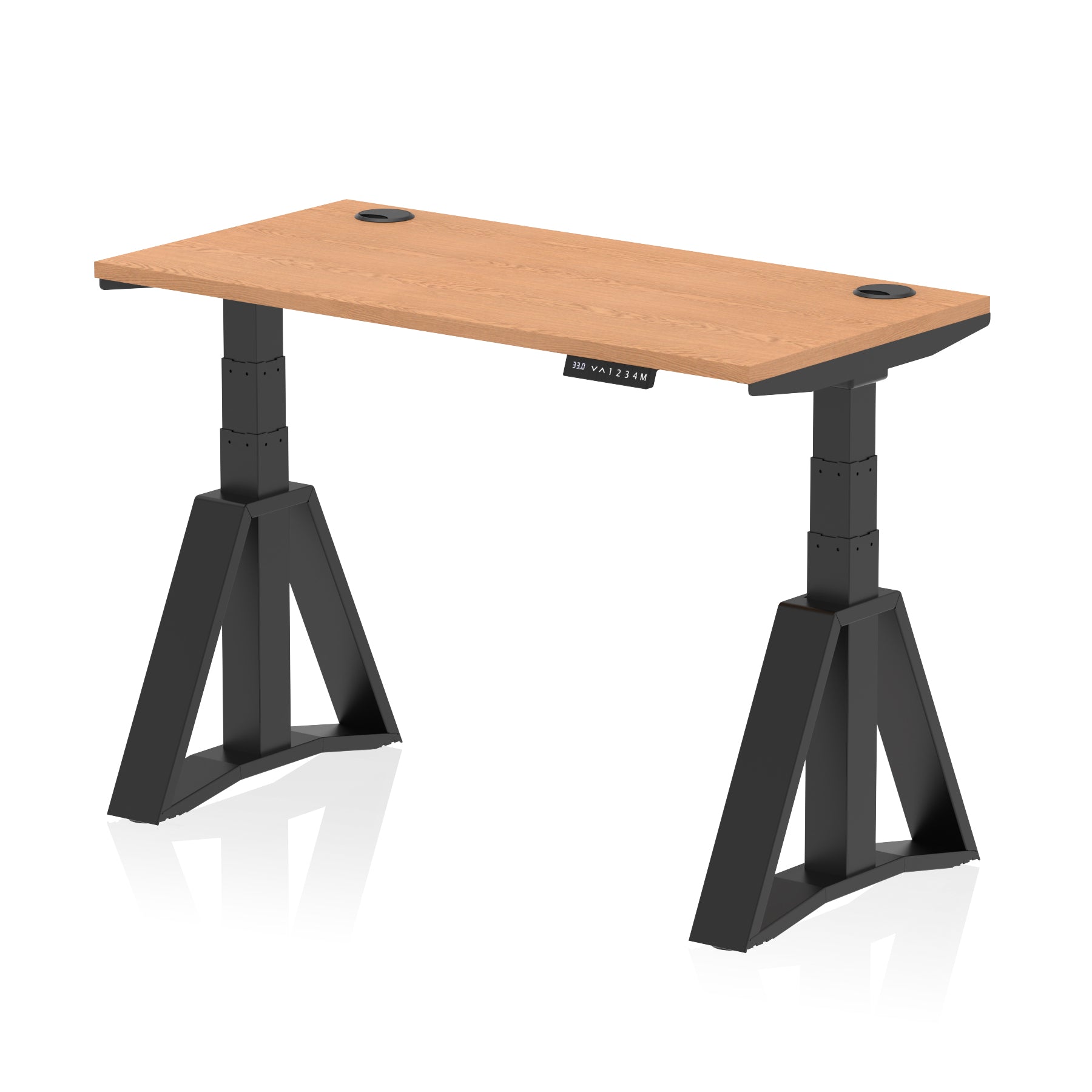 Height Adjustable Slimline Desk with Cable Ports, 1200-1800mm Wide, Multiple Desktop & Frame Colours, Steel Frame, 10-Year Warranty, Self-Assembly