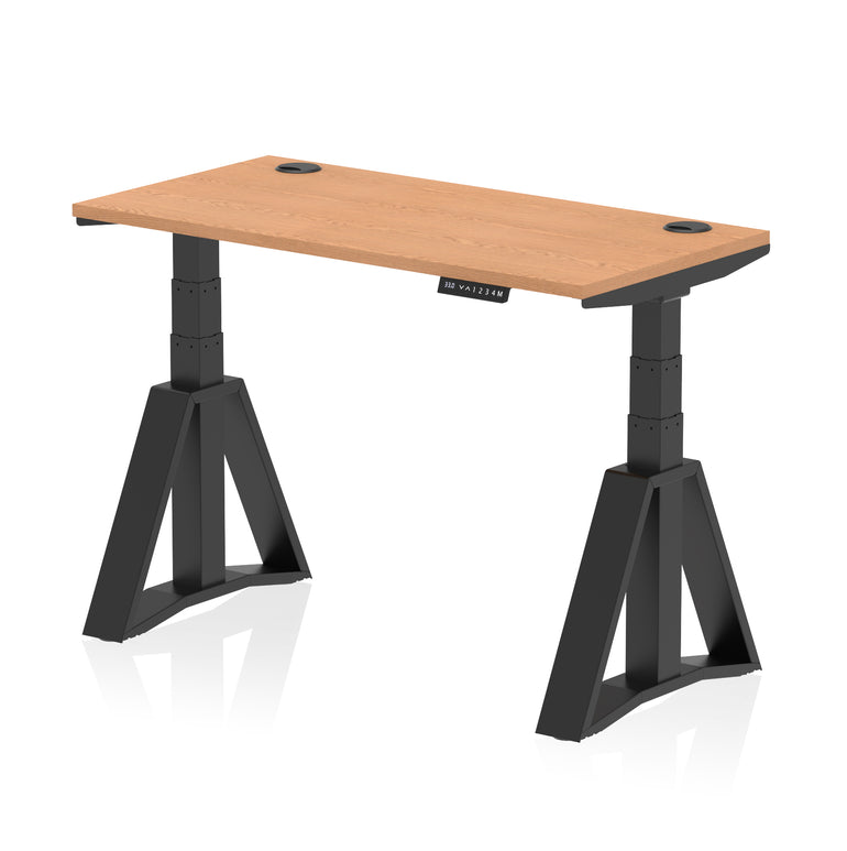 Height Adjustable Slimline Desk with Cable Ports, 1200-1800mm Wide, Multiple Desktop & Frame Colours, Steel Frame, 10-Year Warranty, Self-Assembly