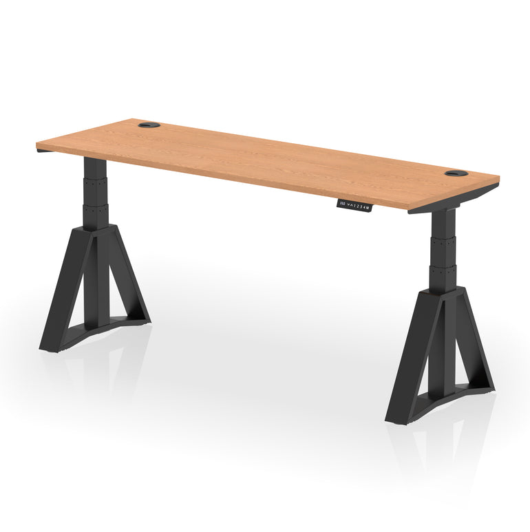 Height Adjustable Slimline Desk with Cable Ports, 1200-1800mm Wide, Multiple Desktop & Frame Colours, Steel Frame, 10-Year Warranty, Self-Assembly