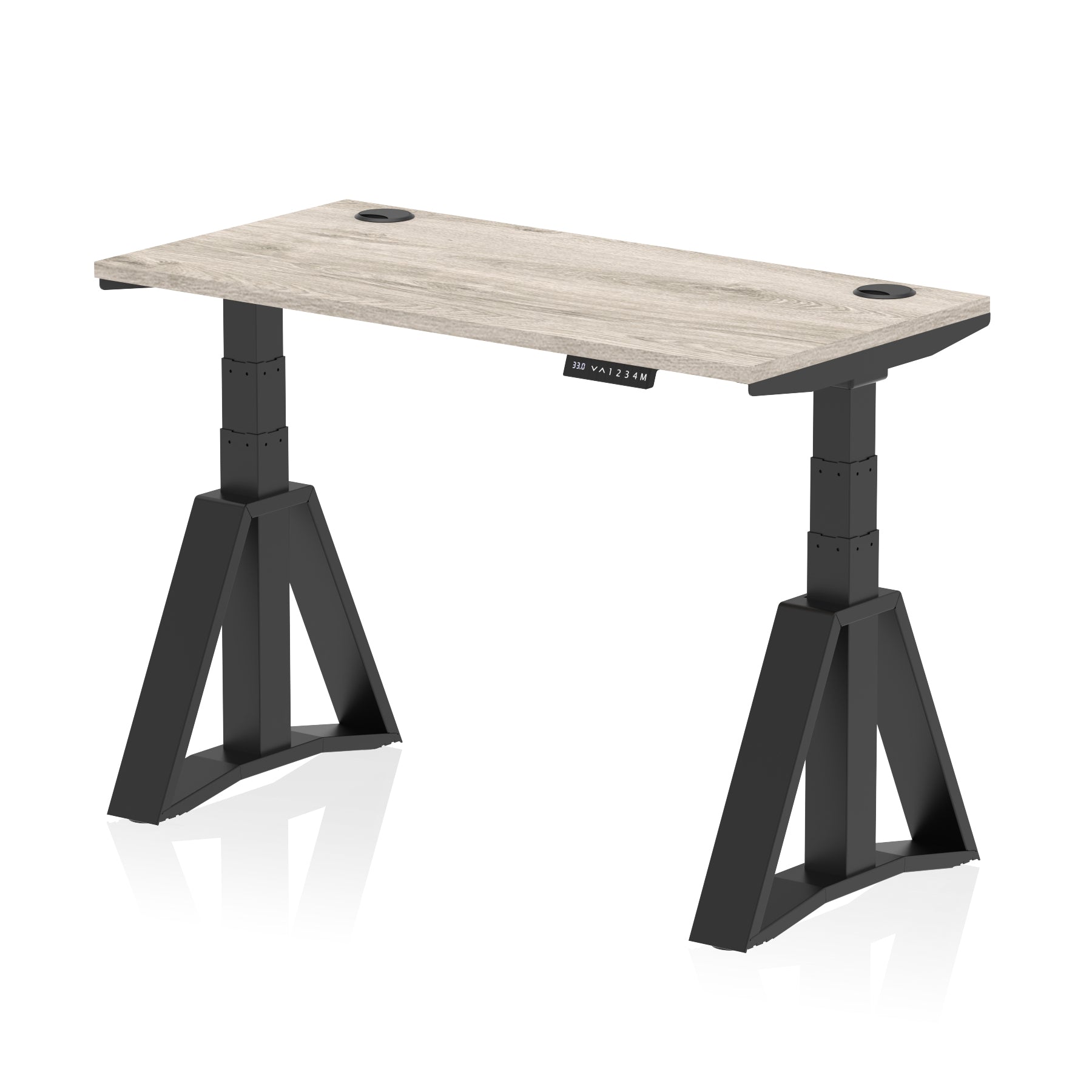 Height Adjustable Slimline Desk with Cable Ports, 1200-1800mm Wide, Multiple Desktop & Frame Colours, Steel Frame, 10-Year Warranty, Self-Assembly