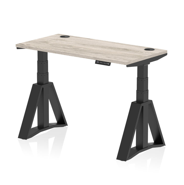 Height Adjustable Slimline Desk with Cable Ports, 1200-1800mm Wide, Multiple Desktop & Frame Colours, Steel Frame, 10-Year Warranty, Self-Assembly