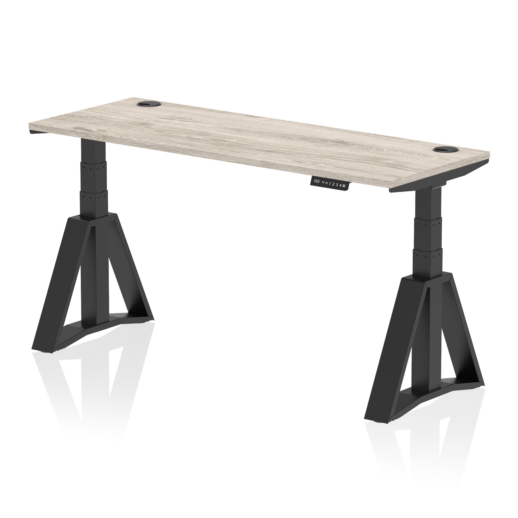 Height Adjustable Slimline Desk with Cable Ports, 1200-1800mm Wide, Multiple Desktop & Frame Colours, Steel Frame, 10-Year Warranty, Self-Assembly