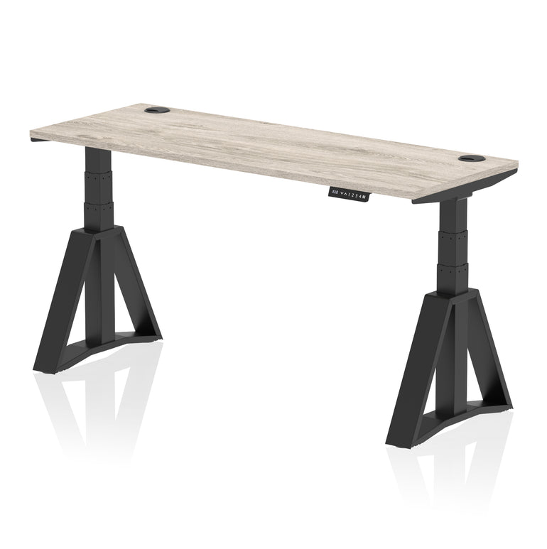 Height Adjustable Slimline Desk with Cable Ports, 1200-1800mm Wide, Multiple Desktop & Frame Colours, Steel Frame, 10-Year Warranty, Self-Assembly