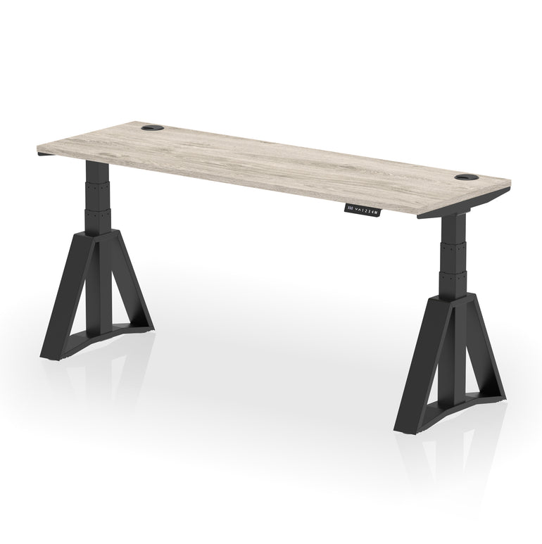 Height Adjustable Slimline Desk with Cable Ports, 1200-1800mm Wide, Multiple Desktop & Frame Colours, Steel Frame, 10-Year Warranty, Self-Assembly