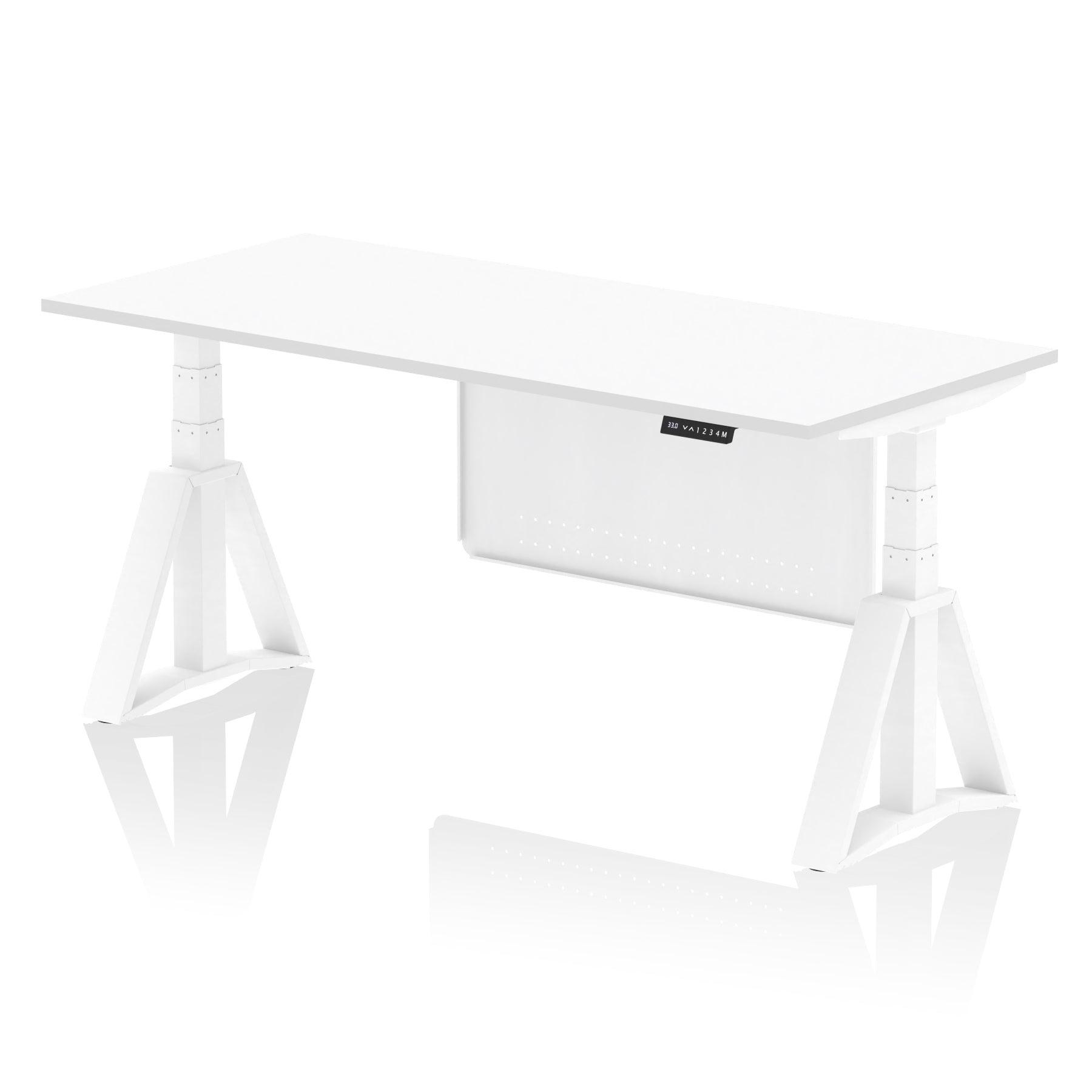 Air Height Adjustable Desk, 1200–1800mm, Choice of Desktop & Frame Colours, Steel Modesty Panel, Piste Foot, MFC & Steel, Self-Assembly, 10yr Warranty