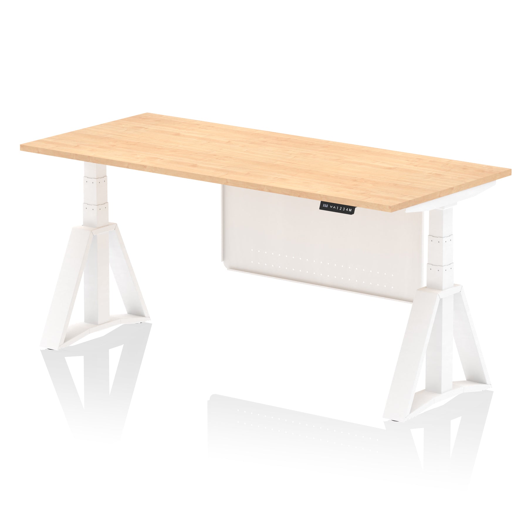 Air Height Adjustable Desk, 1200–1800mm, Choice of Desktop & Frame Colours, Steel Modesty Panel, Piste Foot, MFC & Steel, Self-Assembly, 10yr Warranty