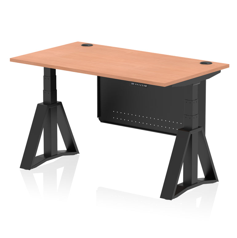 Air Height Adjustable Desk with Cable Ports & Steel Modesty Panel, 1200–1800mm, Multiple Top & Frame Colours, Sturdy Steel, Self-Assembly, 10yr Warranty