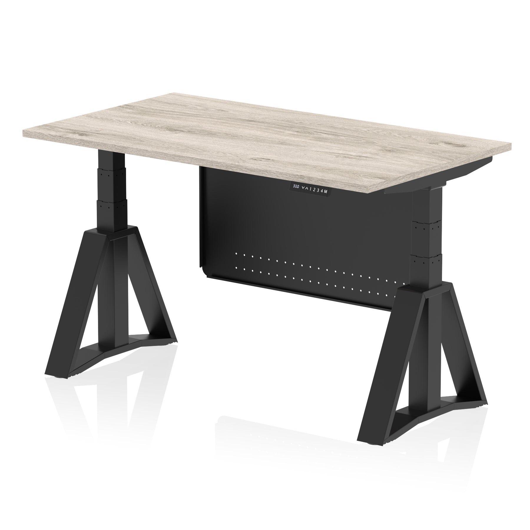 Air Height Adjustable Desk, 1200–1800mm, Choice of Desktop & Frame Colours, Steel Modesty Panel, Piste Foot, MFC & Steel, Self-Assembly, 10yr Warranty