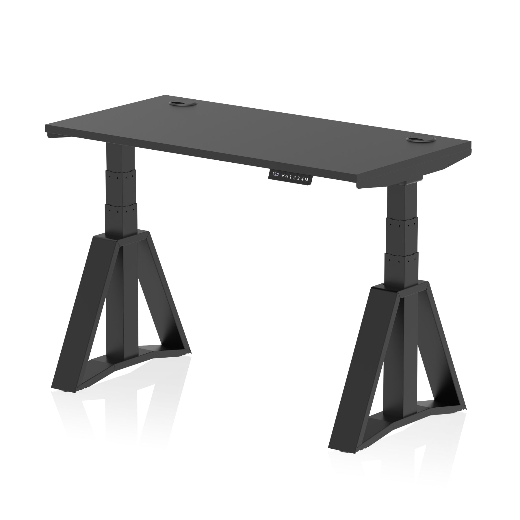 Height Adjustable Slimline Desk with Cable Ports, 1200-1800mm Wide, Multiple Desktop & Frame Colours, Steel Frame, 10-Year Warranty, Self-Assembly