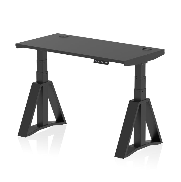 Height Adjustable Slimline Desk with Cable Ports, 1200-1800mm Wide, Multiple Desktop & Frame Colours, Steel Frame, 10-Year Warranty, Self-Assembly