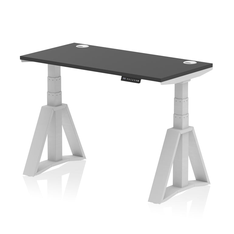 Height Adjustable Slimline Desk with Cable Ports, 1200-1800mm Wide, Multiple Desktop & Frame Colours, Steel Frame, 10-Year Warranty, Self-Assembly