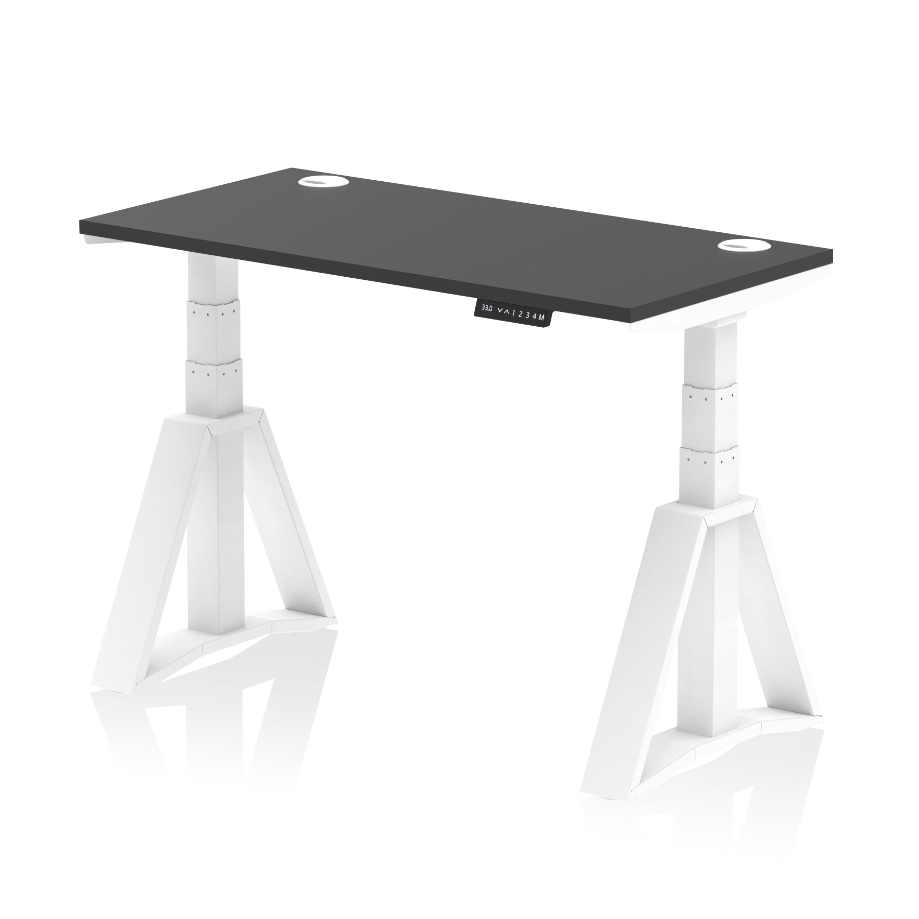 Height Adjustable Slimline Desk with Cable Ports, 1200-1800mm Wide, Multiple Desktop & Frame Colours, Steel Frame, 10-Year Warranty, Self-Assembly