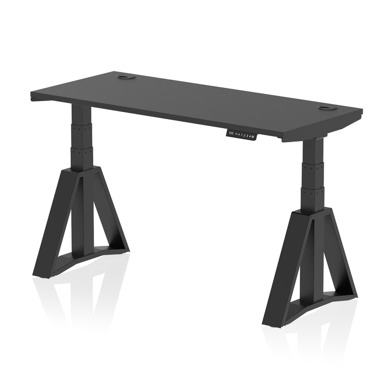 Height Adjustable Slimline Desk with Cable Ports, 1200-1800mm Wide, Multiple Desktop & Frame Colours, Steel Frame, 10-Year Warranty, Self-Assembly