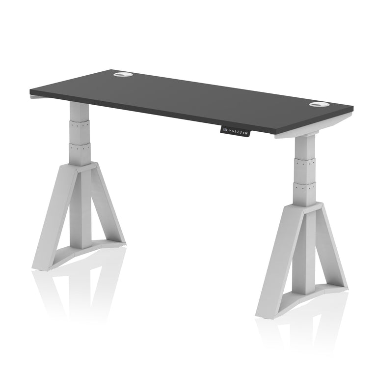 Height Adjustable Slimline Desk with Cable Ports, 1200-1800mm Wide, Multiple Desktop & Frame Colours, Steel Frame, 10-Year Warranty, Self-Assembly