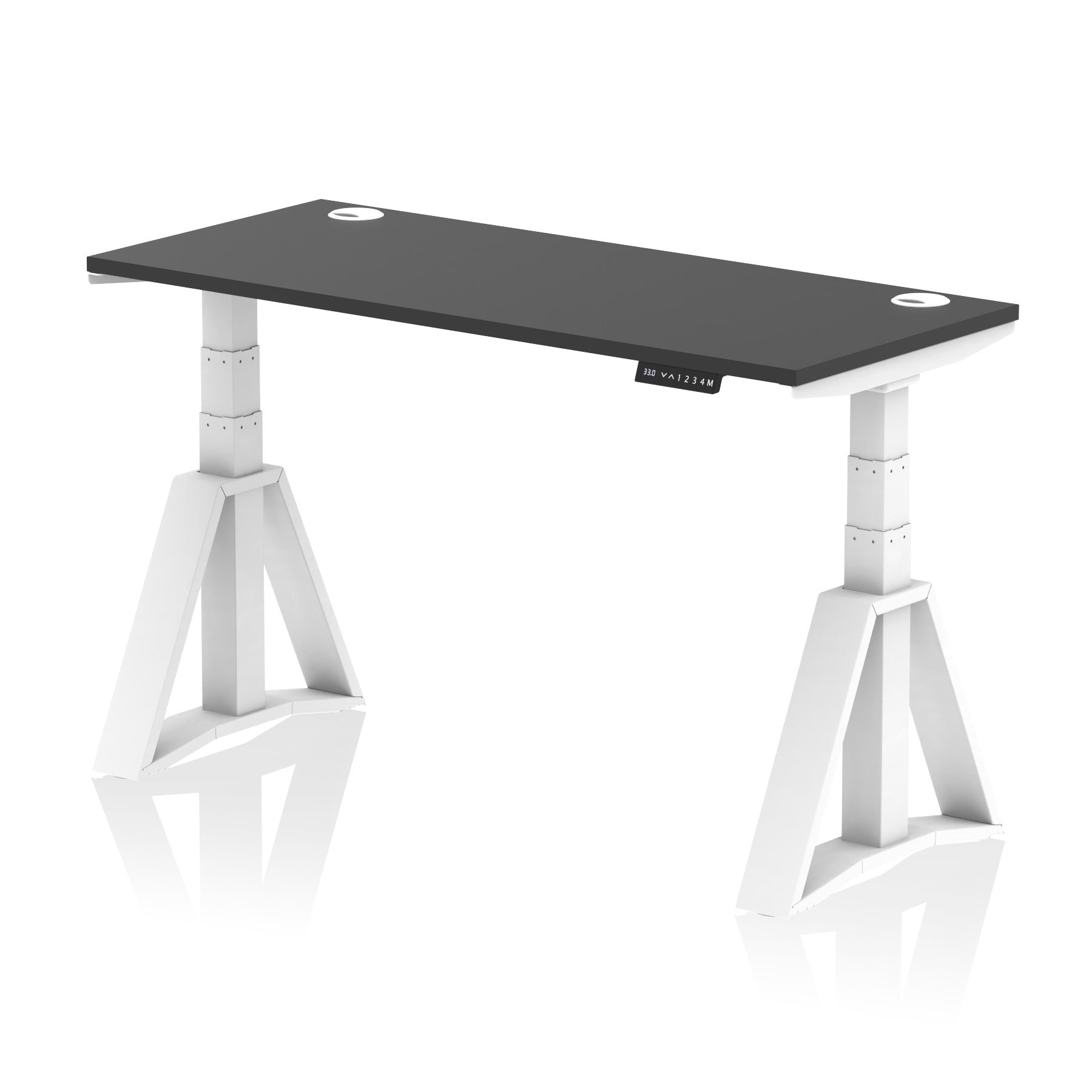 Height Adjustable Slimline Desk with Cable Ports, 1200-1800mm Wide, Multiple Desktop & Frame Colours, Steel Frame, 10-Year Warranty, Self-Assembly