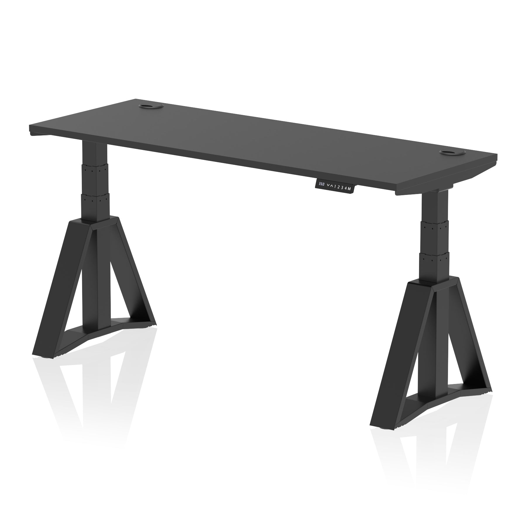 Height Adjustable Slimline Desk with Cable Ports, 1200-1800mm Wide, Multiple Desktop & Frame Colours, Steel Frame, 10-Year Warranty, Self-Assembly