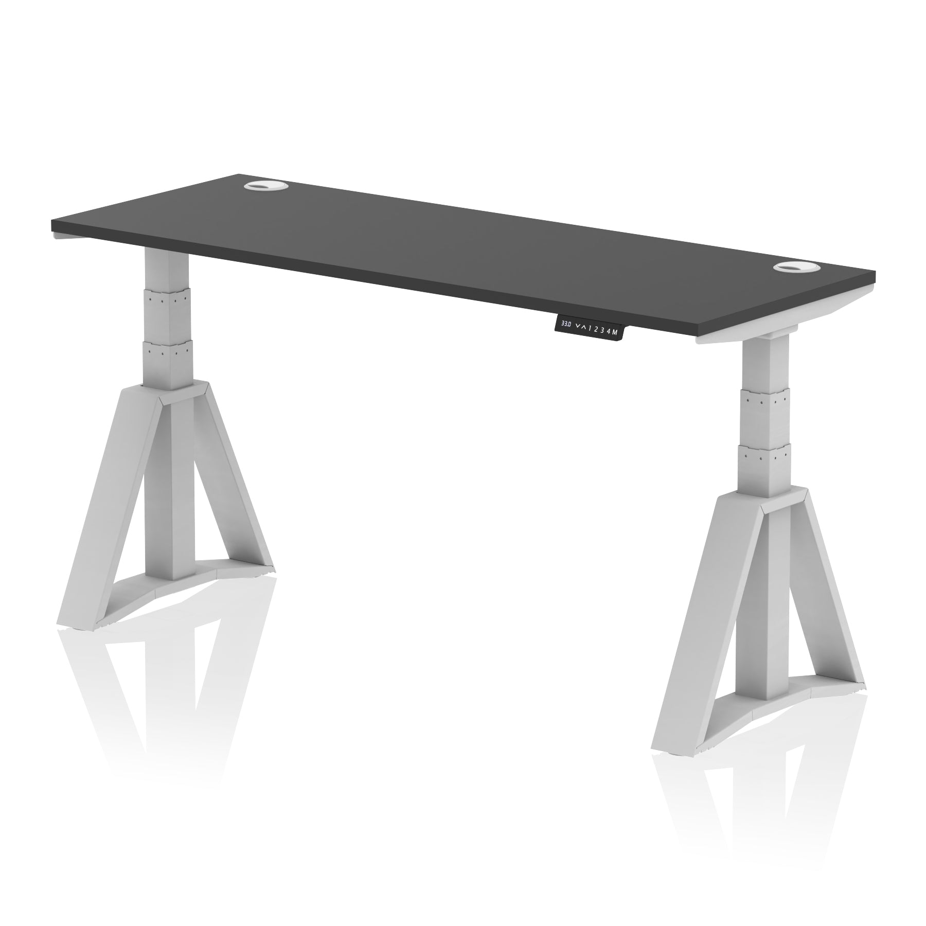 Height Adjustable Slimline Desk with Cable Ports, 1200-1800mm Wide, Multiple Desktop & Frame Colours, Steel Frame, 10-Year Warranty, Self-Assembly