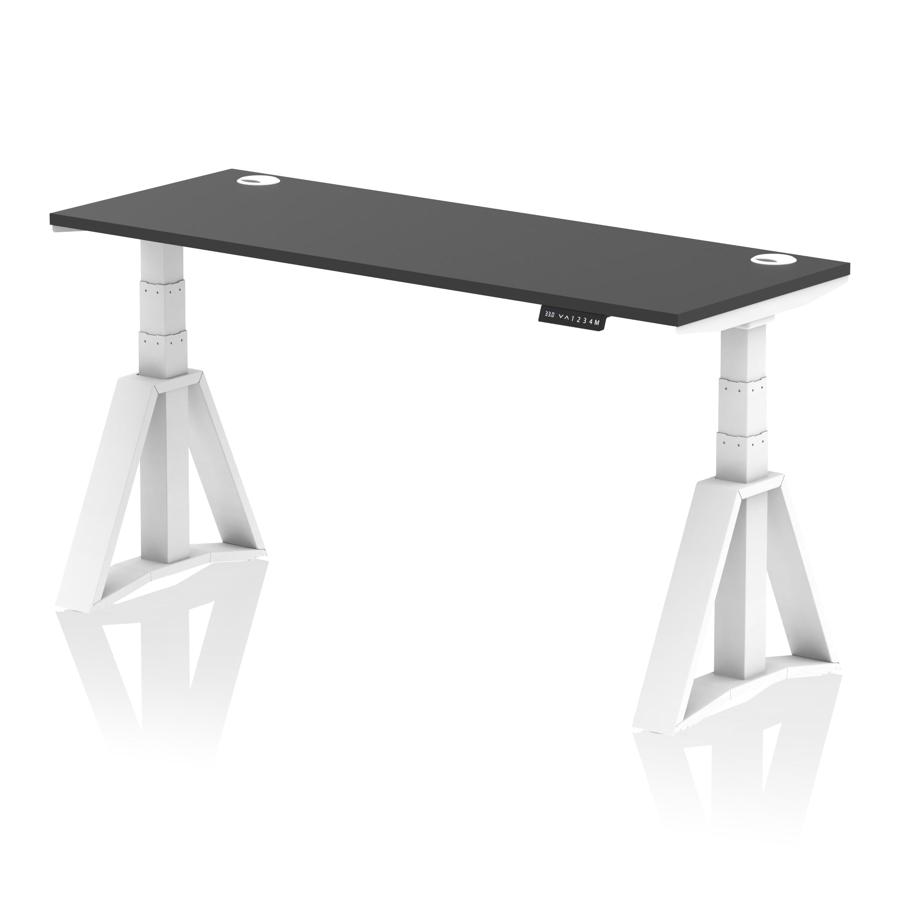Height Adjustable Slimline Desk with Cable Ports, 1200-1800mm Wide, Multiple Desktop & Frame Colours, Steel Frame, 10-Year Warranty, Self-Assembly