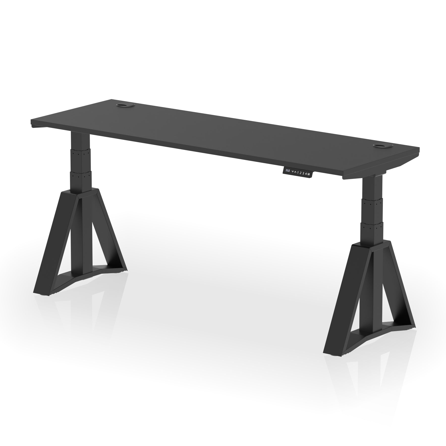 Height Adjustable Slimline Desk with Cable Ports, 1200-1800mm Wide, Multiple Desktop & Frame Colours, Steel Frame, 10-Year Warranty, Self-Assembly
