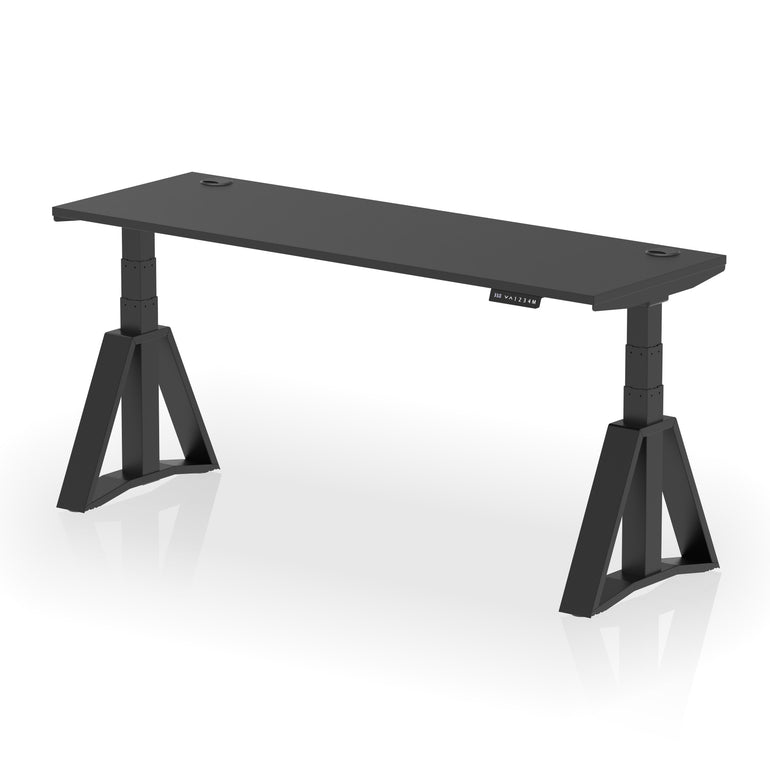 Height Adjustable Slimline Desk with Cable Ports, 1200-1800mm Wide, Multiple Desktop & Frame Colours, Steel Frame, 10-Year Warranty, Self-Assembly