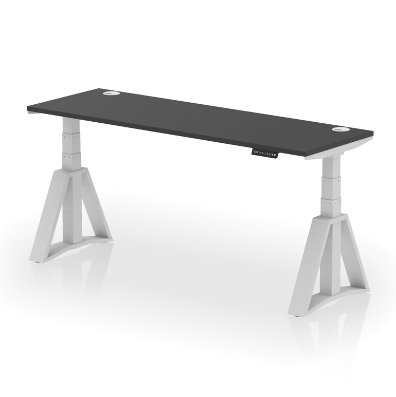 Height Adjustable Slimline Desk with Cable Ports, 1200-1800mm Wide, Multiple Desktop & Frame Colours, Steel Frame, 10-Year Warranty, Self-Assembly