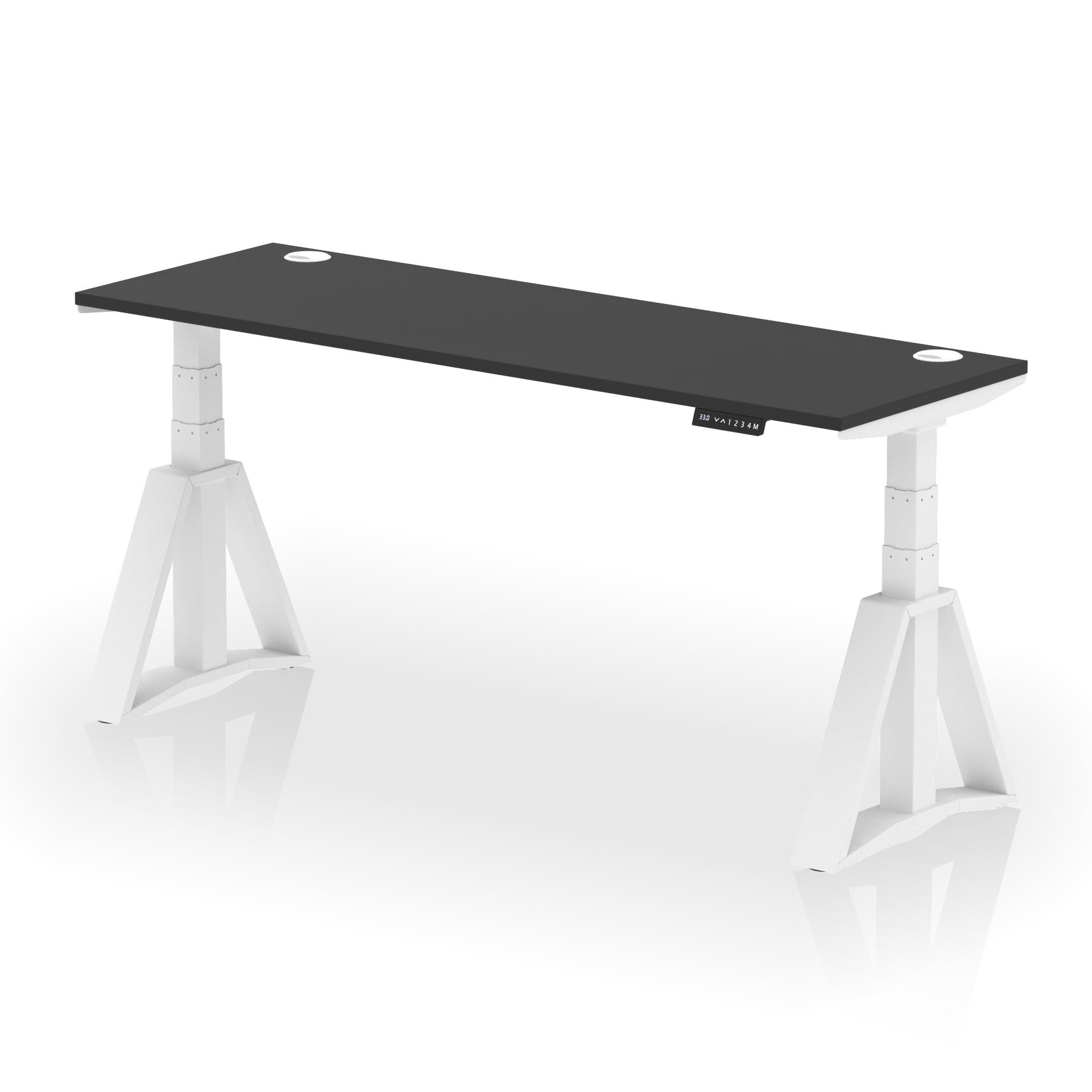 Height Adjustable Slimline Desk with Cable Ports, 1200-1800mm Wide, Multiple Desktop & Frame Colours, Steel Frame, 10-Year Warranty, Self-Assembly