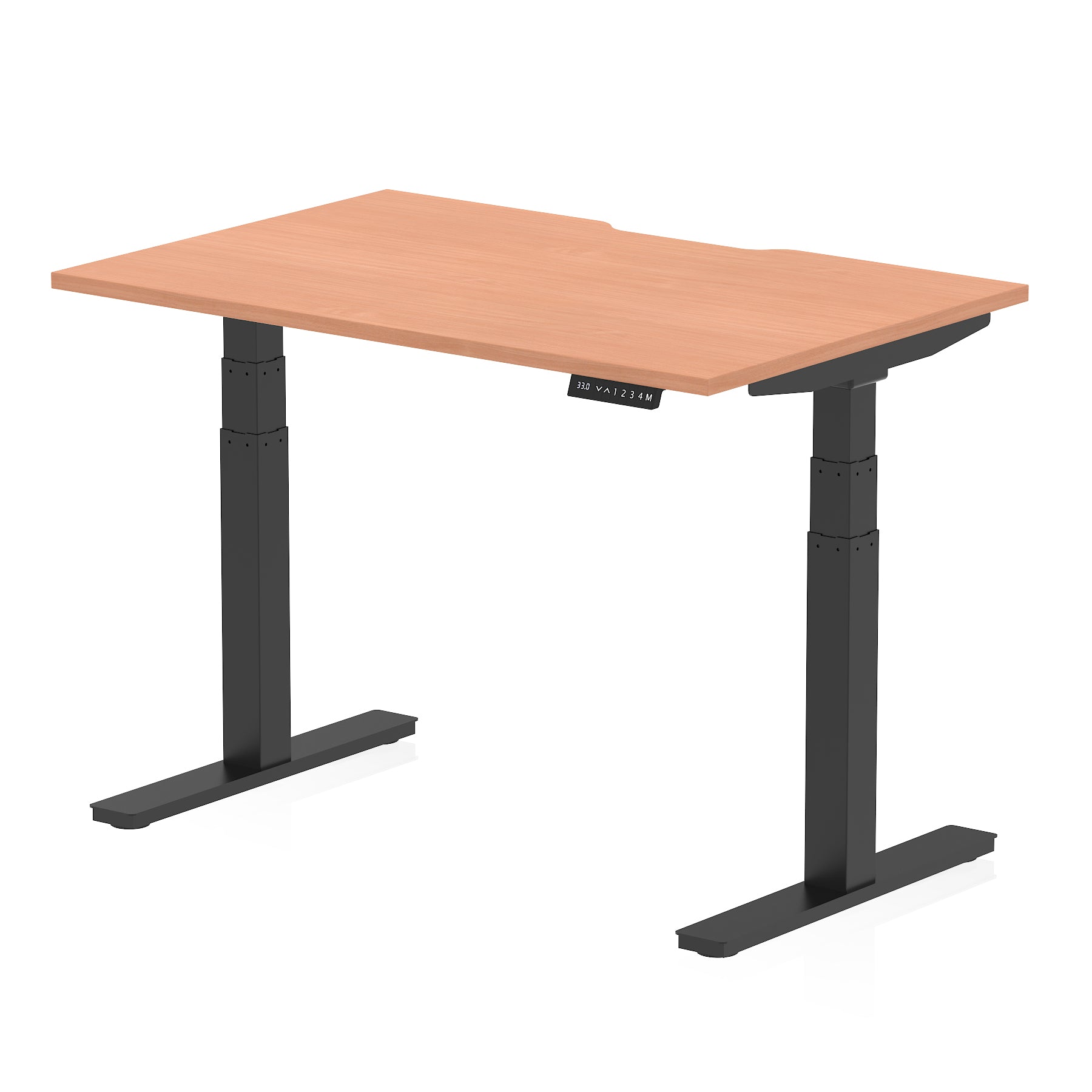 Air Scalloped Edge Height Adjustable Office Desk, 1200–1600mm, Multiple Wood Colours & Frame Options, Self-Assembly, 10yr Warranty, Durable MFC