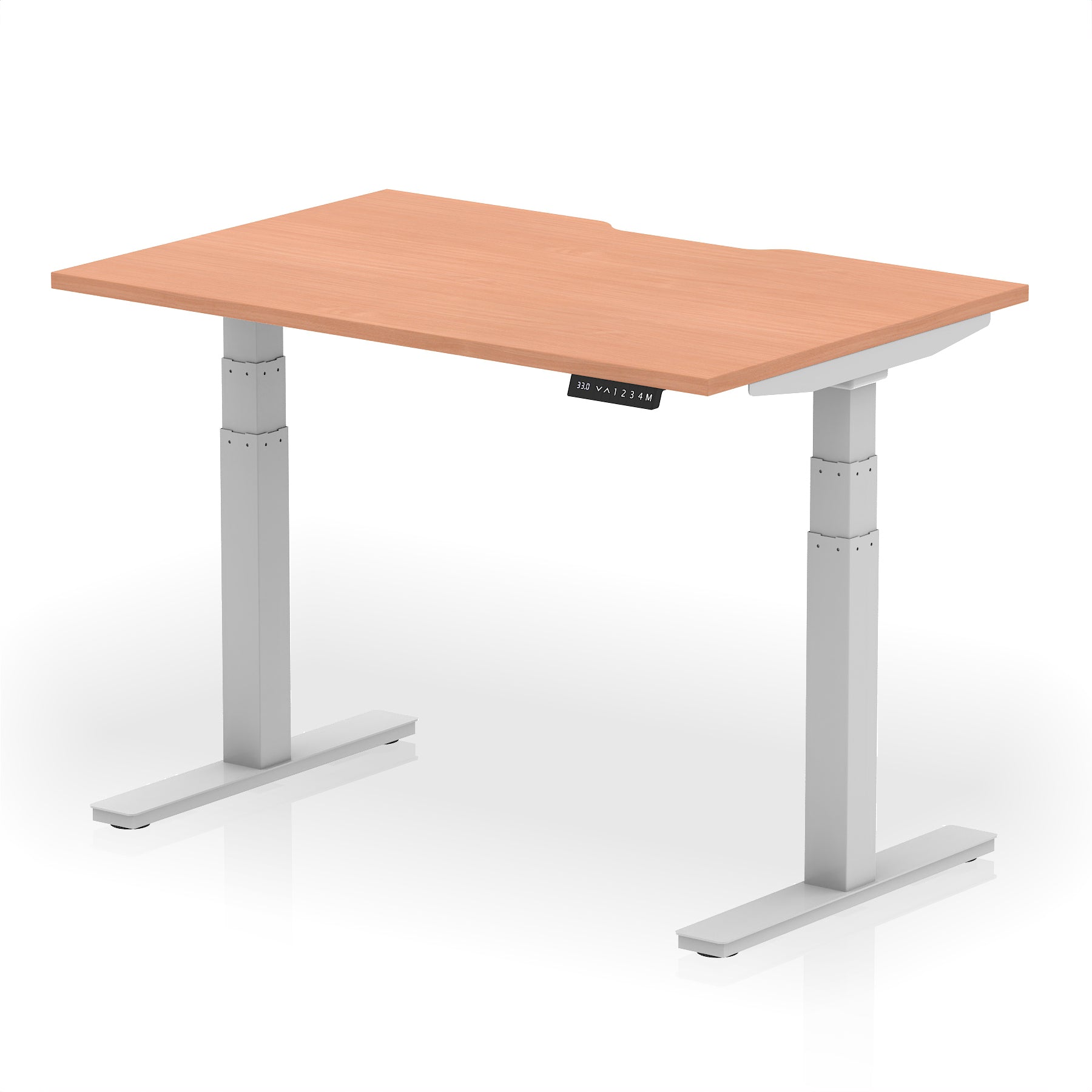 Air Scalloped Edge Height Adjustable Office Desk, 1200–1600mm, Multiple Wood Colours & Frame Options, Self-Assembly, 10yr Warranty, Durable MFC