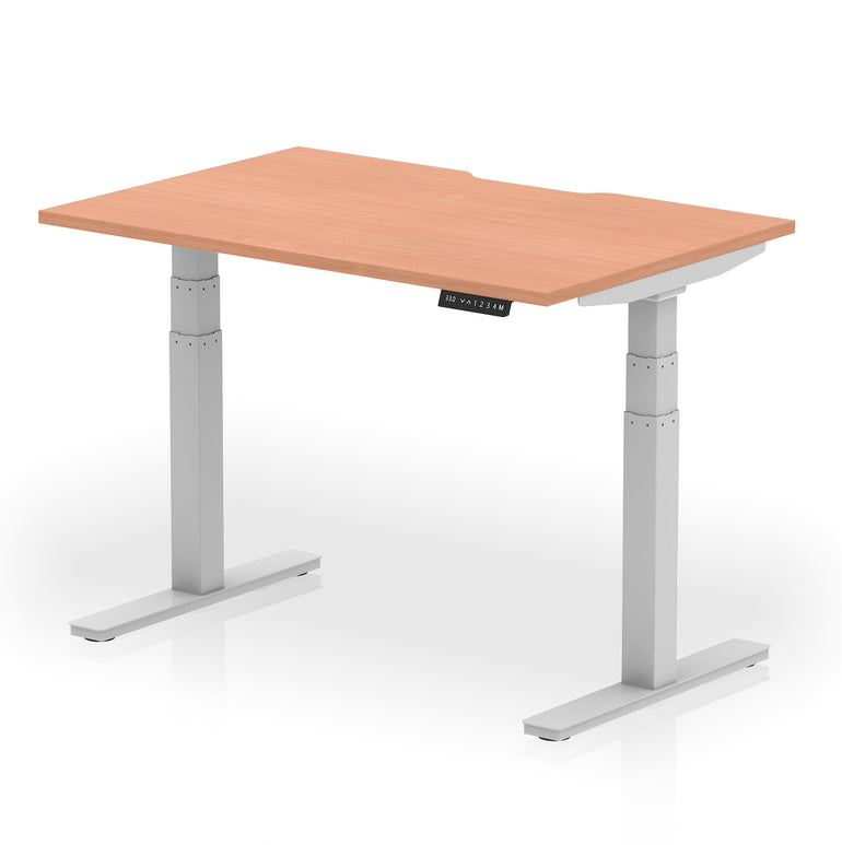 Air Scalloped Edge Height Adjustable Office Desk, 1200–1600mm, Multiple Wood Colours & Frame Options, Self-Assembly, 10yr Warranty, Durable MFC